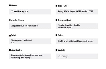 55L Large Capacity Travel Bag For Men 15.6 Inch Laptop Suitcase Backpack Multi-function Waterproof Backpack Outdoor Camping Bags