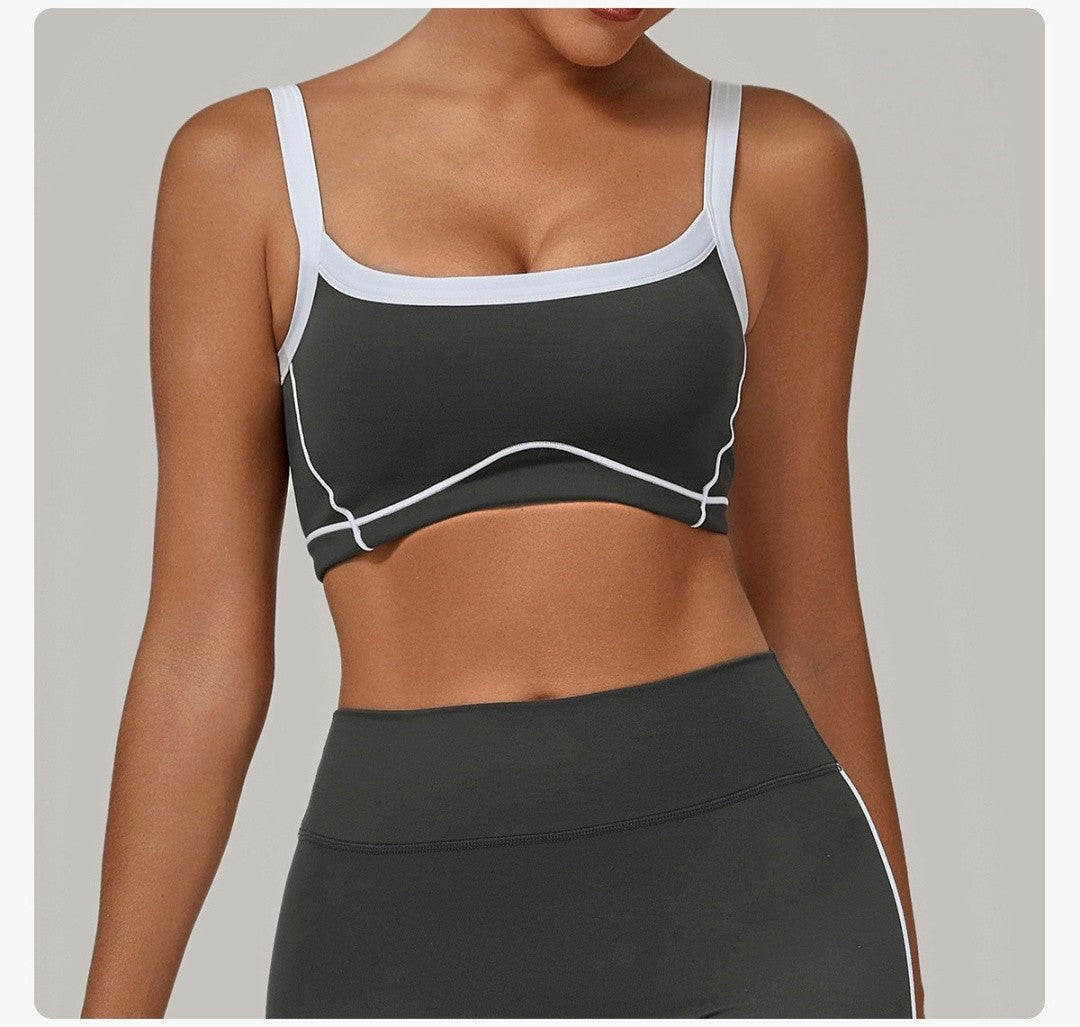 Yoga Suit Sports Fitness High Waist Peach Hip Tight Removable Padding Sports Bra Outfit Running Workout Clothes Gym Leggings Set