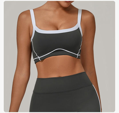 Yoga Suit Sports Fitness High Waist Peach Hip Tight Removable Padding Sports Bra Outfit Running Workout Clothes Gym Leggings Set