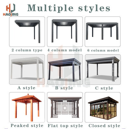 Outdoor Garden Gazebo Sun Room Waterproof Aluminum Pavillion 4x3 3x6 Electric Metal Louvred Pergola Bioclimatica roof Customized