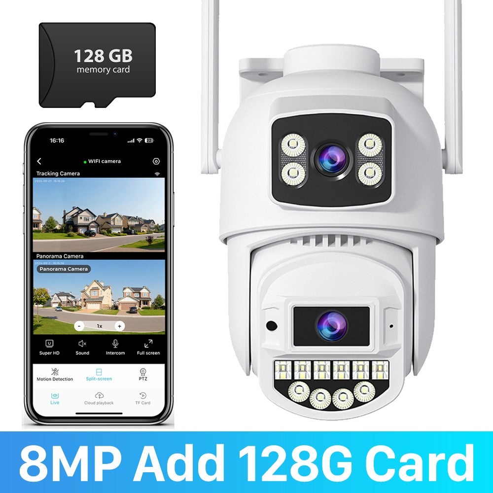 10MP 5K Wifi IP Camera Outdoor 2.4GHZ 5GHZ PTZ Surveillance Camera Dual Lens Dual Screens Email Alert 4K Security Protection