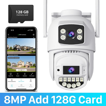 10MP 5K Wifi IP Camera Outdoor 2.4GHZ 5GHZ PTZ Surveillance Camera Dual Lens Dual Screens Email Alert 4K Security Protection