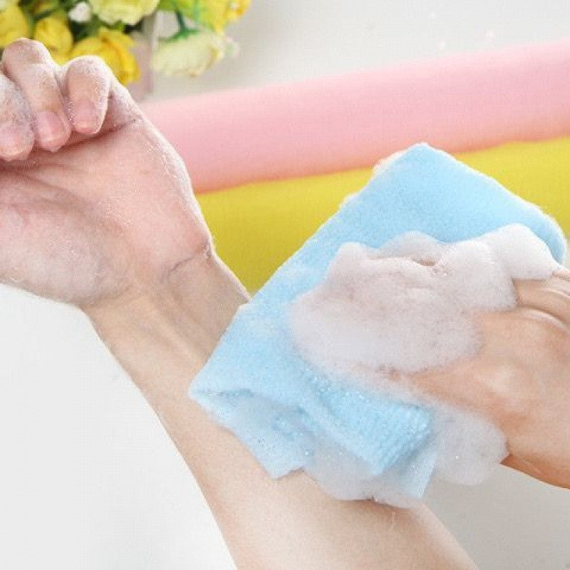 1 Esponja de Banho Japonesa, Toalha de Banho Estendida, Ferramenta de Beleza, Esfoliante de Pele, Esponja de Nylon para Polimento da Pele, Esfregão de Costas para o Corpo