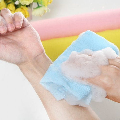 1 Esponja de Banho Japonesa, Toalha de Banho Estendida, Ferramenta de Beleza, Esfoliante de Pele, Esponja de Nylon para Polimento da Pele, Esfregão de Costas para o Corpo