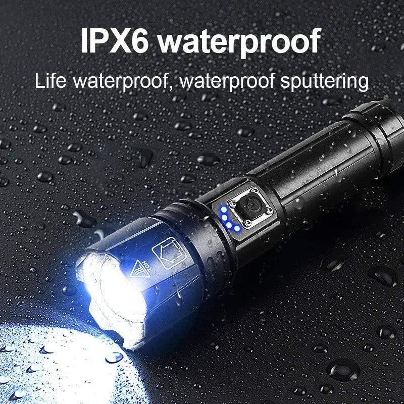 10000mAh High Power Led Flashlight 5000M Long Range Torch Rechargeable Ultra Powerful Outdoor Tactical Hand Lamp Camping Lantern