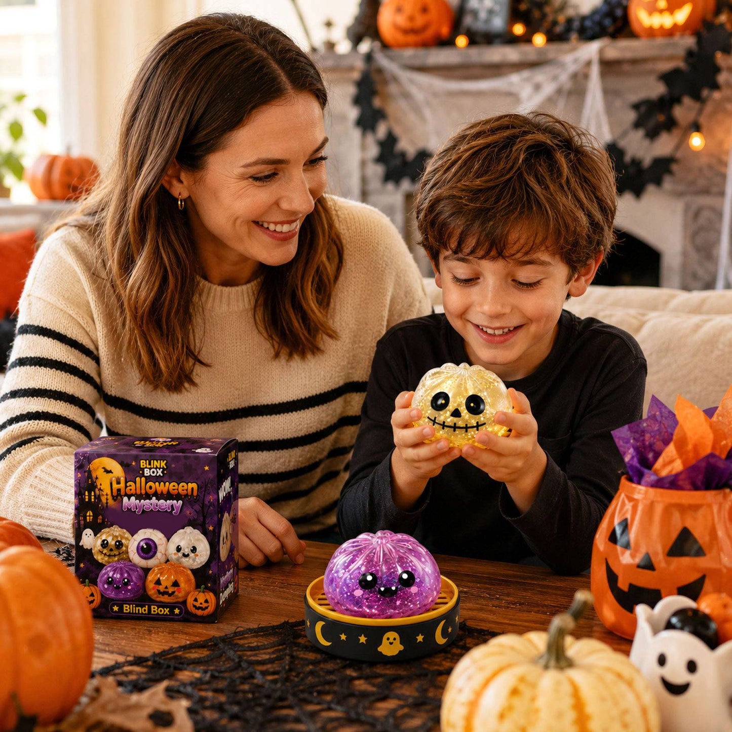 5.5cm Halloween ghost pinch music creative new squeeze decompression toy pinch decompression gift box set