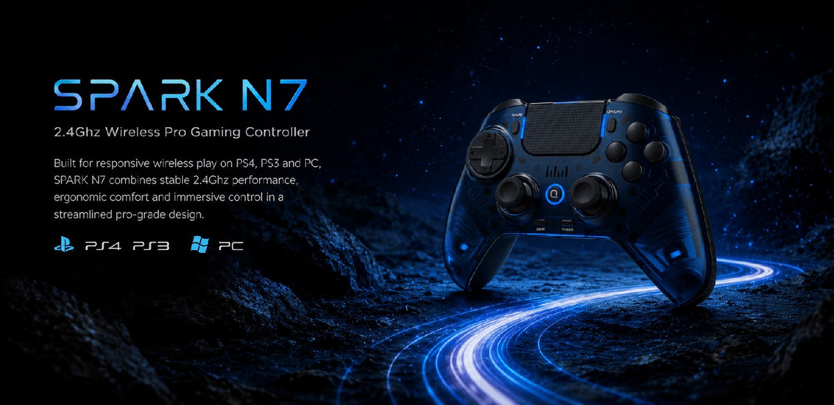 QRD Spark N7 2.4Ghz Wireless Controller for PS4/PS3/PC Direct Connect Hall Effect Vibration Effect Gamepad For PS5 Via Converter