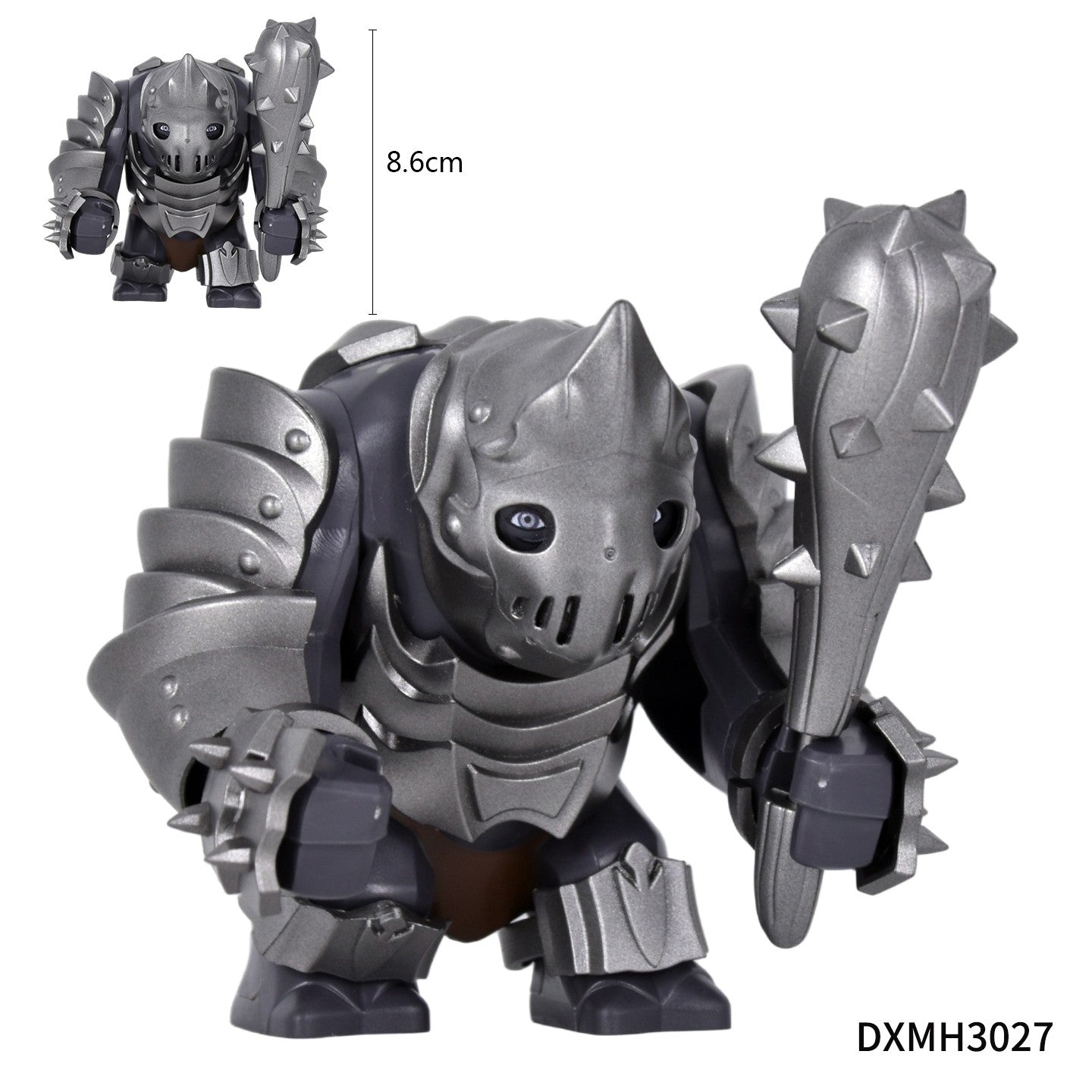 Medieval Cave Troll Building Blocks Weathered Rust Armor Rich Accessories Large Posable Brick Figure Fantasy Collectible Toy