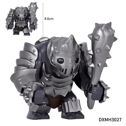 Medieval Cave Troll Building Blocks Weathered Rust Armor Rich Accessories Large Posable Brick Figure Fantasy Collectible Toy