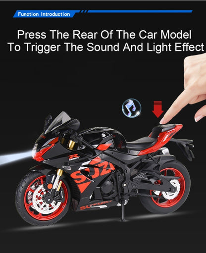 1:12 Suzuki GSX1000R R1250GS Liga Diecast Brinquedos Modelos de Motocicletas Carro com Luz Absorção de Choque Miniatura Moto Meninos Presentes