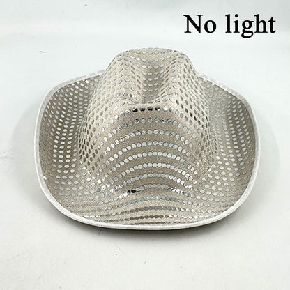 Chapéu de Cowboy LED Sem Fio, Chapéu de Cowboy Luminoso, Chapéu de Cowgirl Rosa para Discoteca, Noivas, Acessórios para Shows, Boates e Festas a Fantasia