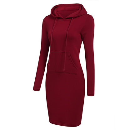 Fashion Sweatshirt Dresses Women's Pocket Hooded Casual Dresses Mini Dresses