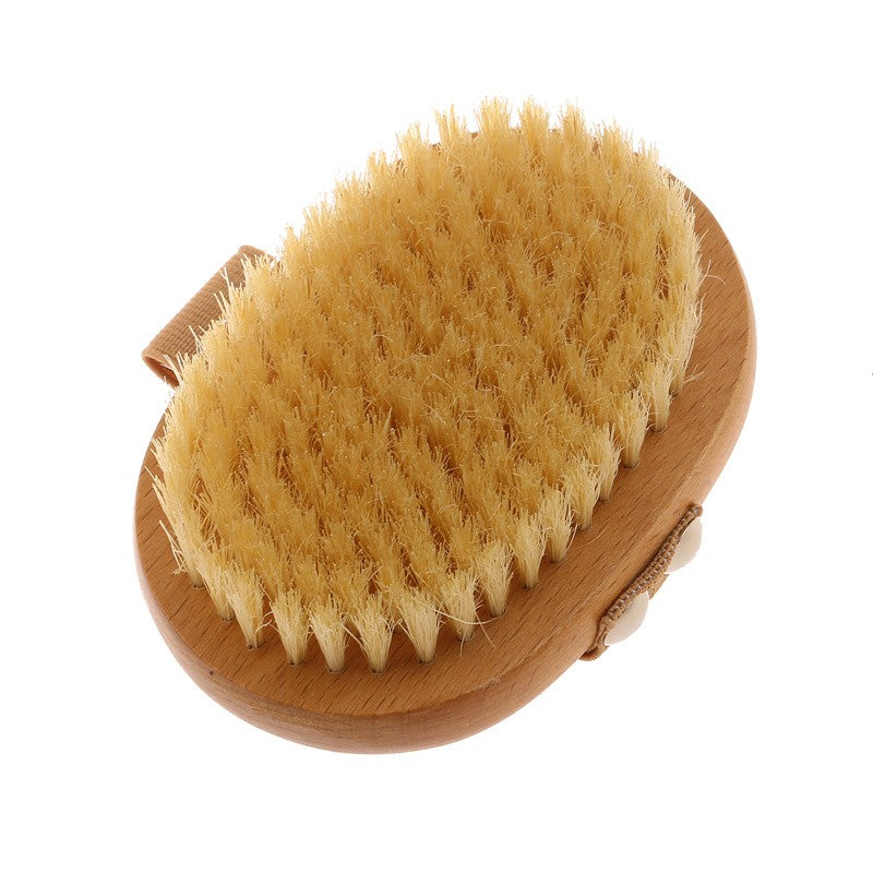 Wet Dry Skin Body Brush Natural Pig Bristles Dry Skin Exfoliating Body Massage Cleaning SPA Tool For Cellulite Lymphatic Drainag