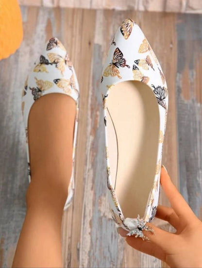 Women's Shoes Loafers Ballet Flats Pointed Toe Barefoot Slip-on Casual Flat Heel Comfortable Random Pattern Woman Shoe Size 43