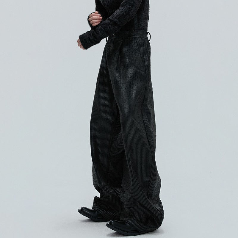 LUZHEN Fashion Original Metal Color Wide Leg Casual Pants Men 2025 New Luxury Solid Color High Quality Handsome Trousers JY4784