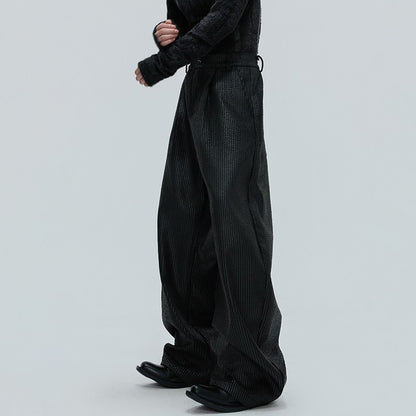 LUZHEN Fashion Original Metal Color Wide Leg Casual Pants Men 2025 New Luxury Solid Color High Quality Handsome Trousers JY4784