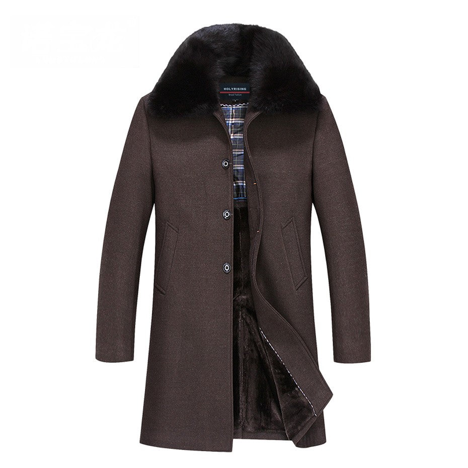 winter jackets men thicken woolen coat long outwear male warm overcoats fur wool & blends mens clothing l-4xl #18168 Holyrising