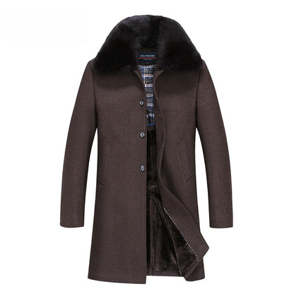 winter jackets men thicken woolen coat long outwear male warm overcoats fur wool & blends mens clothing l-4xl #18168 Holyrising