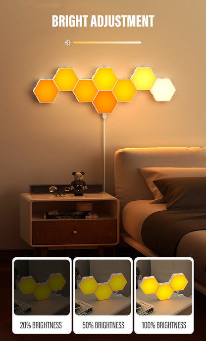RGB Intelligent Hexagonal Wall Lamp Color-changing Ambient Night Light DYI Shape Music Rhythm APP Control For Game Room Bedroom
