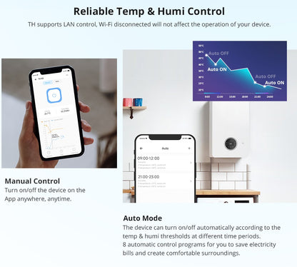 SONOFF TH Elite 16A 20A Wifi Interruptor Inteligente de Monitoramento de Temperatura e Umidade THS01 DS18b20 Sensor Casa Inteligente Via eWelink Alexa