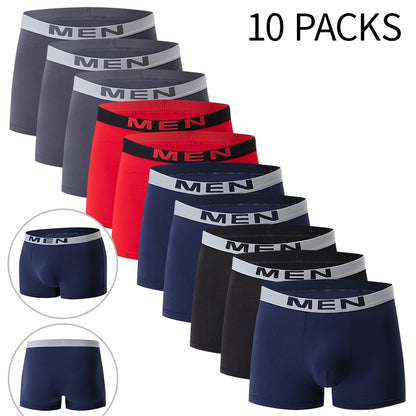 4/10 Piece Men's Black Fashionable Sexy Simple Underwear Boxer Shorts Plus Size Comfortable Versatile Casual Sports Beach Shorts
