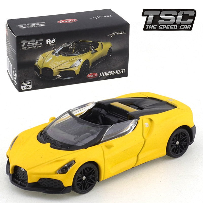 TSC 1:64 Bugatti Mistral Carro Esportivo Simulação Modelo em Miniatura de Liga Fundida Pequeno Carro de Coleção Ornamento Menino
