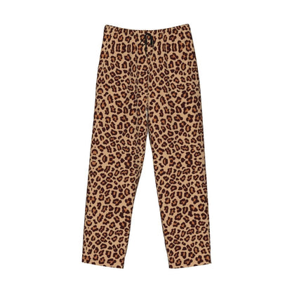 Custom Leopard Print Pajama Pants Men's Animal Skin Sleepwear Lounge Sleep Bottoms Stretch with Pockets