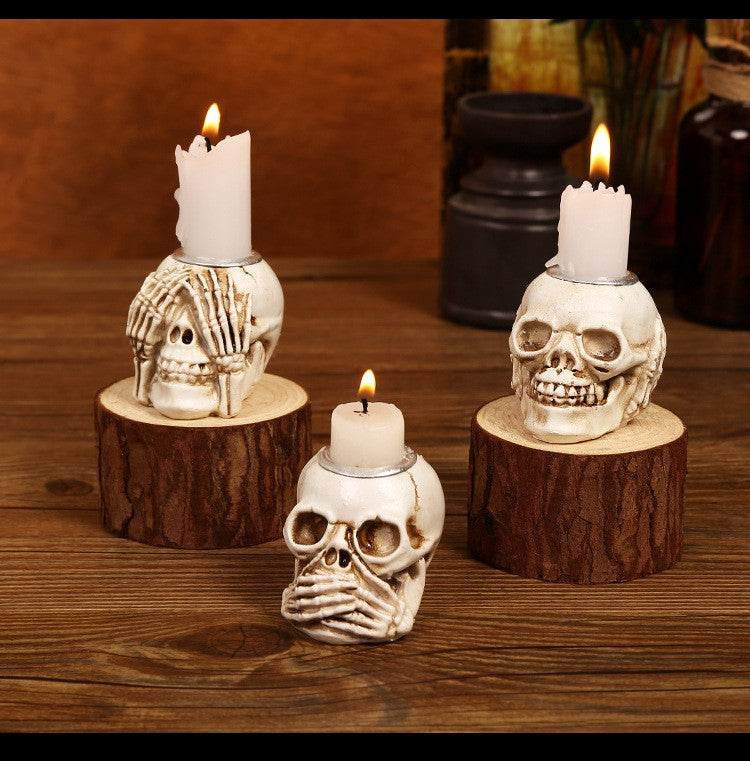 Halloween Skull Candlestick Script Kill Movie Props Skull Candlestick Ghost Festival Horror Decoration Chamber of Secrets Escape