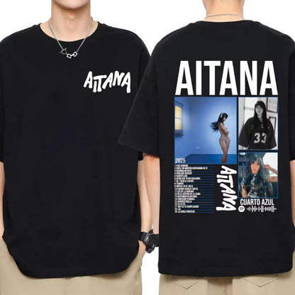 Singer Aitana Cuarto Azul Tour Graphics T Shirts Men Women Harajuku Fashion Aesthetic Short Sleeve T-shirt Cotton Tee Shirt
