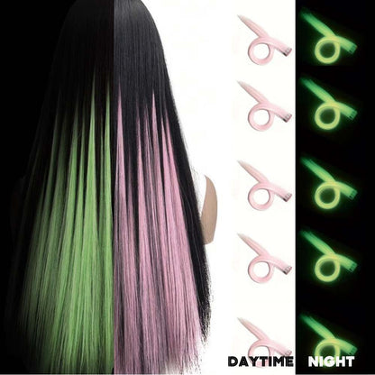 5 Unidades Mechas de Cabelo Luminosas Sintéticas Neon Presilha Fake Acessórios de Cabelo para Festas Extensão de Cabelo Brilha no Escuro Y2K