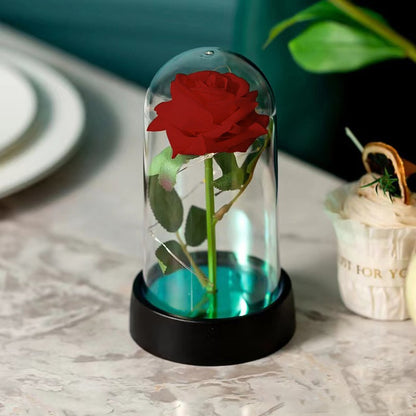 Artificial Rose Flowers Eternal Rose LED Light Foil Flower in Glass Cover Simulation Rose Flower Christmas Teachers' Day Gifts