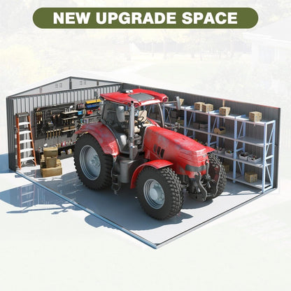 12x16 FT Outdoor Storage Shed, Garden Shed with Updated Frame Structure and Lockable Doors, Metal Tool Sheds for Backyard Garden