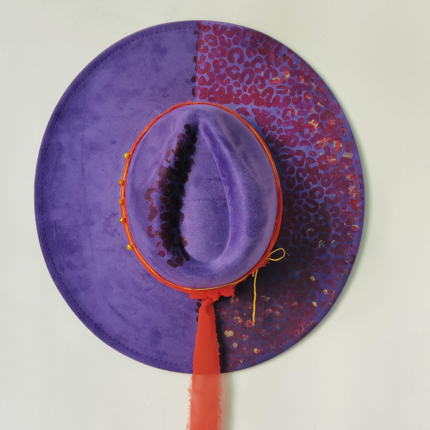 Chapéu Fedora Pintado à Mão Masculino e Feminino Chapéu Panamá Moda Primavera Outono com Pena Envolta Chapéu Fedora de Lã com Aba Grande