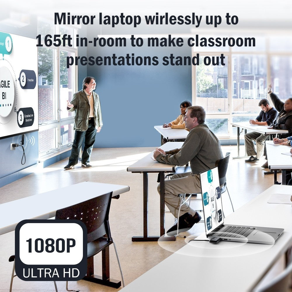 Wireless extender 30m/10m plug&play for transmitting video and audio from computer/laptop/MAC to HD TV/display screen/projector
