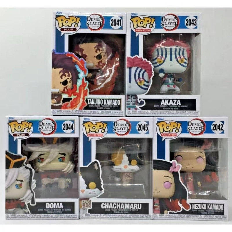 Funko Pop Genuíno Demon Slayer Akaza Kamado Tanjiro Kamado Nezuko Boneco de Ação Modelo 2041 2042 2043 Escultura de Vinil Bonecas de Presente