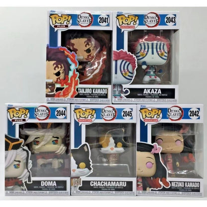 Funko Pop Genuíno Demon Slayer Akaza Kamado Tanjiro Kamado Nezuko Boneco de Ação Modelo 2041 2042 2043 Escultura de Vinil Bonecas de Presente