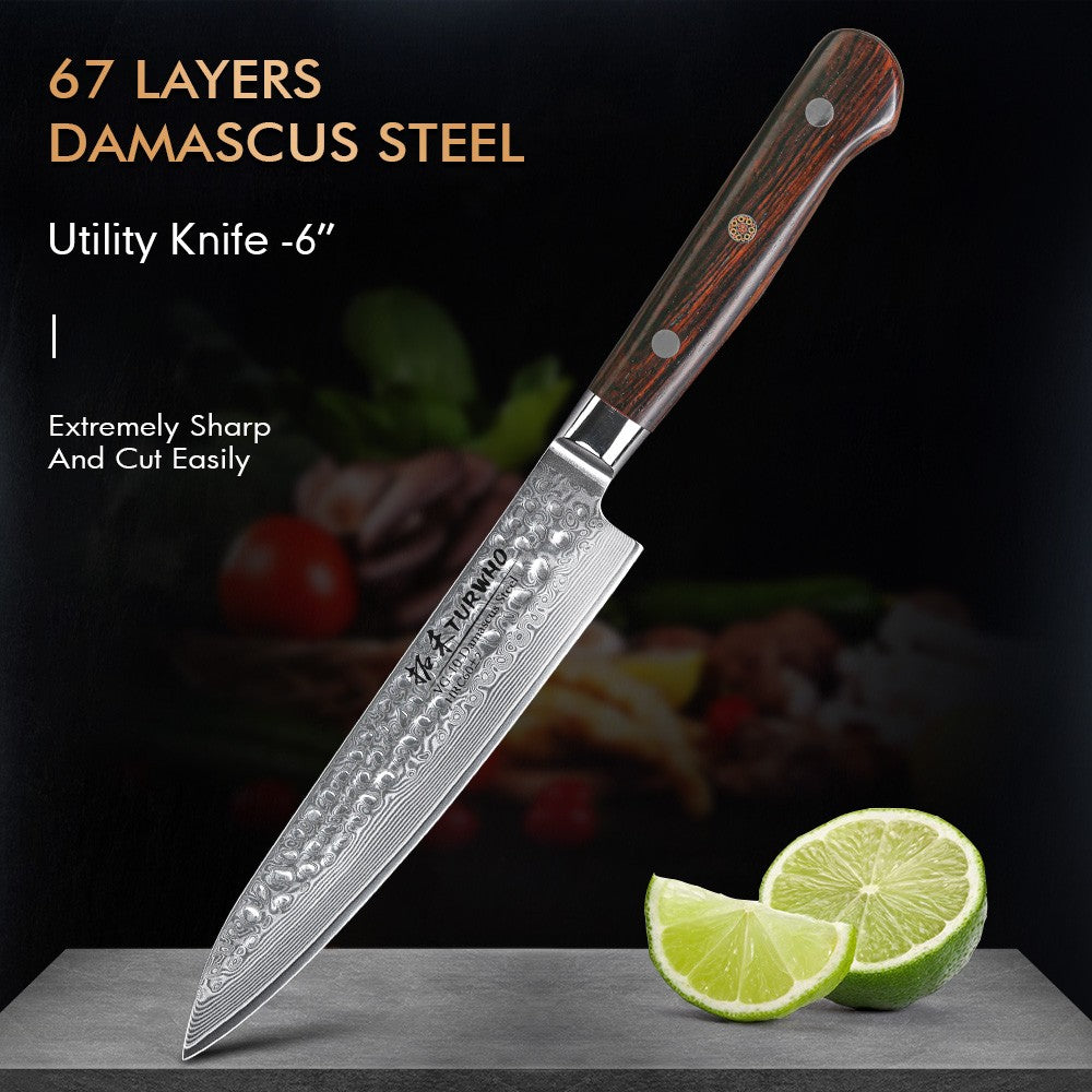 TURWHO 1-5 PEÇAS Facas Santoku Japonesas Facas de Chef Faca de Pão Aço Damasco de Alto Carbono 67 Camadas Conjunto de Facas Profissionais para Cozinha