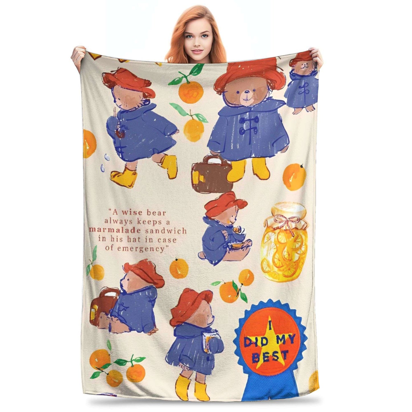 Urso Paddington (manta de pelúcia infantil, edredom de flanela, mantas para sala de estar, design macio e quente, colcha de qualidade, presente de aniversário