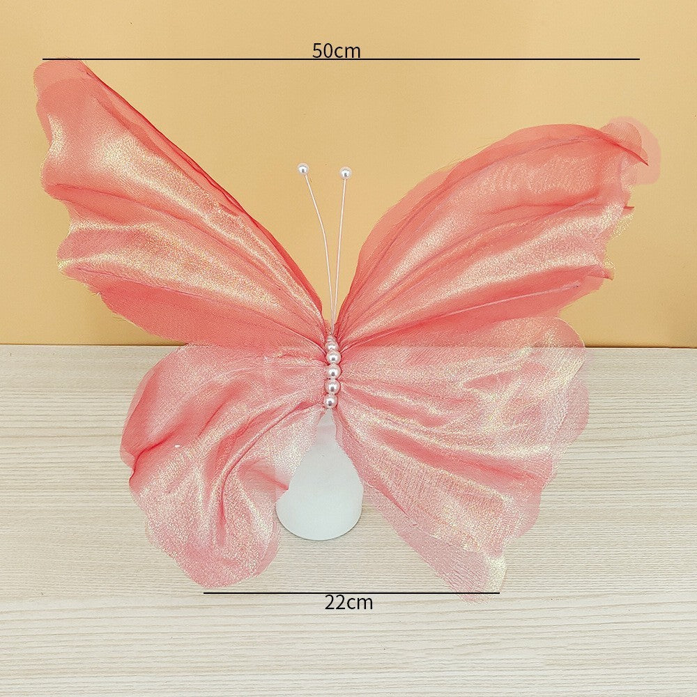 50cm Big Simulation Butterfly 3D Outdoor Shopping Mall Wedding Festival Decoration Hollow Large Hanging Gauze Fake Butterfly