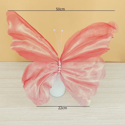 50cm Big Simulation Butterfly 3D Outdoor Shopping Mall Wedding Festival Decoration Hollow Large Hanging Gauze Fake Butterfly