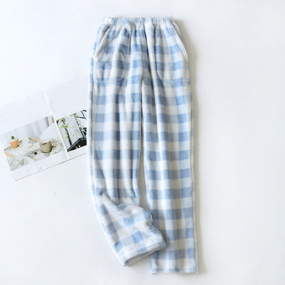 Women Pajama Pants Yoga Pants Elastic Waist Fuzzy Fleece Plaid Bottoms Soft Lounge Sleepwear With Pockets Plush Pajamas Pants