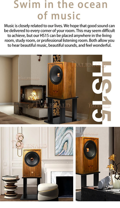 hifi speaker Banlong de alta fidelidade de 12 polegadas com bass coaxial de estante, alto-falantes hifi de alta fidelidade passivos em folha de madeira