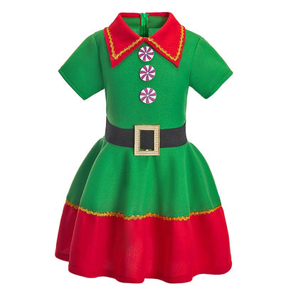 Kids Adult Christmas Clothing Set Kids Tops Pants Hat Belt Children Xmas Clothes Baby Boy Girl Birthday Outfit Elves Costume