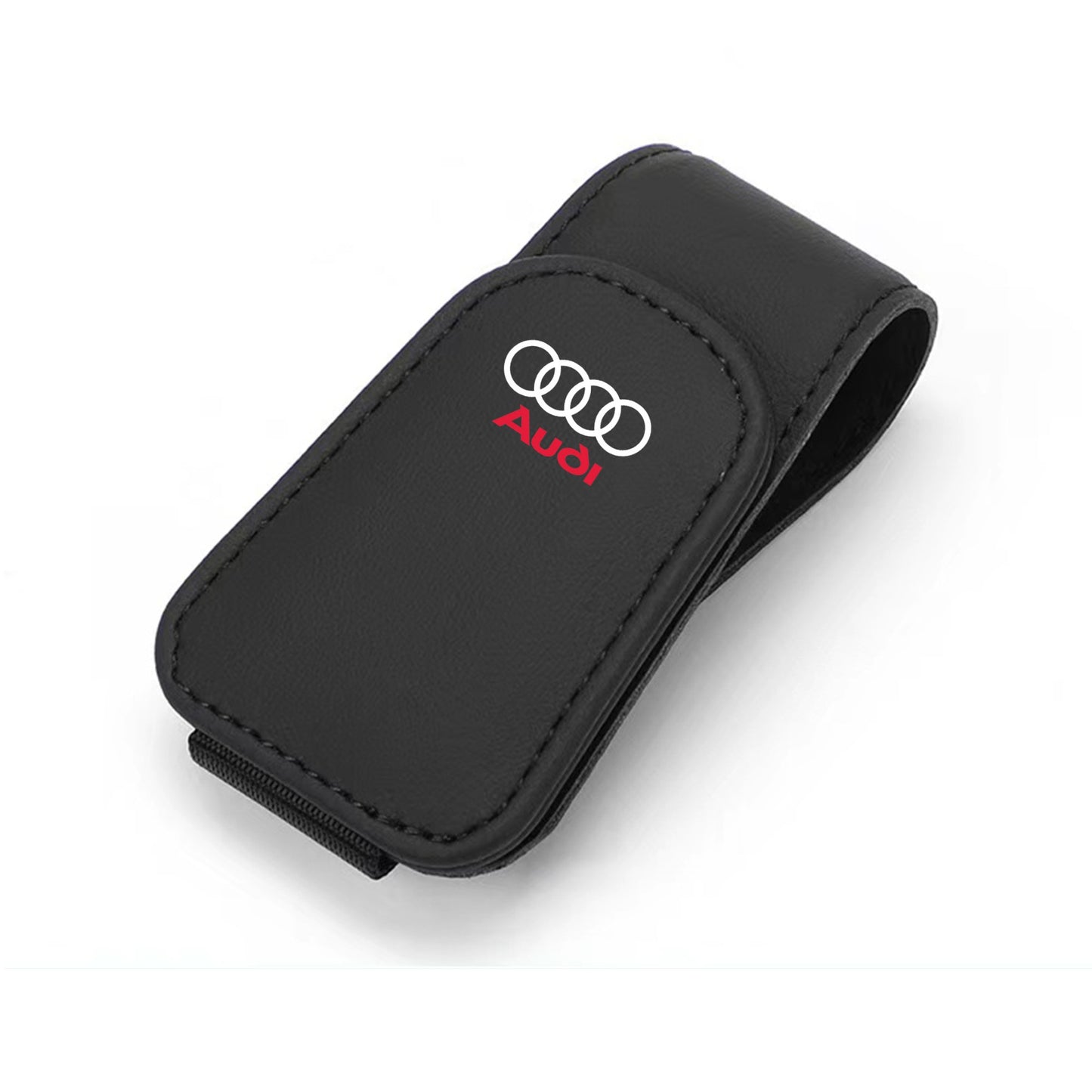 Carro Óculos De Couro Clipe Protetor Solar Óculos De Sol Caixa De Cartão Para Audi Quattro Sline A3 A4 A6 A5 Q5 A1 Q7 Q3 Q2 Q8 A7 A8 TT S1 SQ5