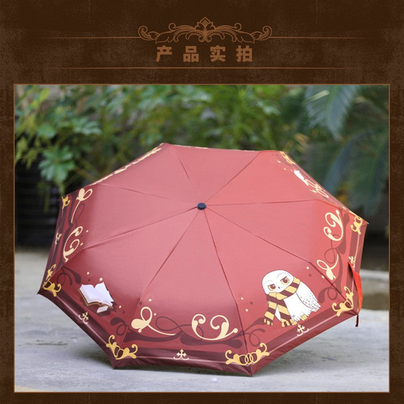 Bonecos de Anime Guarda-Chuva Harry Potter Meninos e Meninas Chuva e Sol Automático Portátil Dobrável Guarda-Sol Presente para Fãs Brinquedos