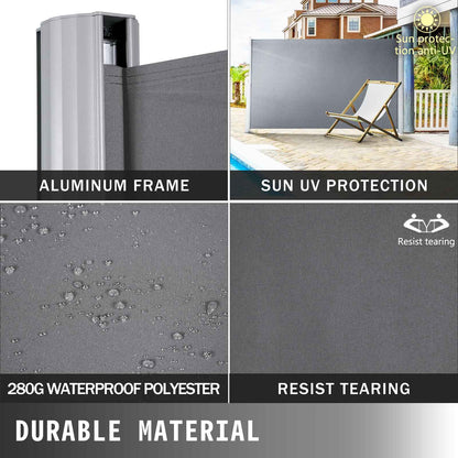 SucceBuy Retractable Side Awning Outdoor Patio Screen Fence Privacy Divider Garden  Pool Patio Terrace Sun Shade Wind Screen