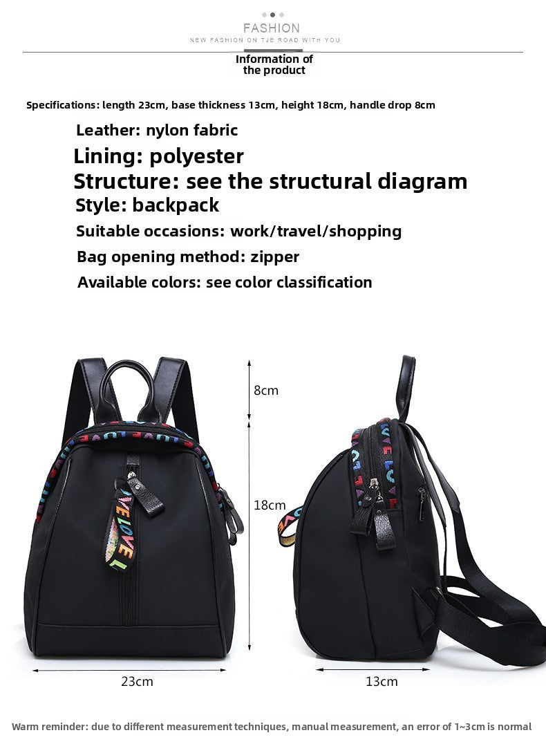 Nova mochila feminina de nylon Oxford versátil, design casual e antifurto, mochila leve