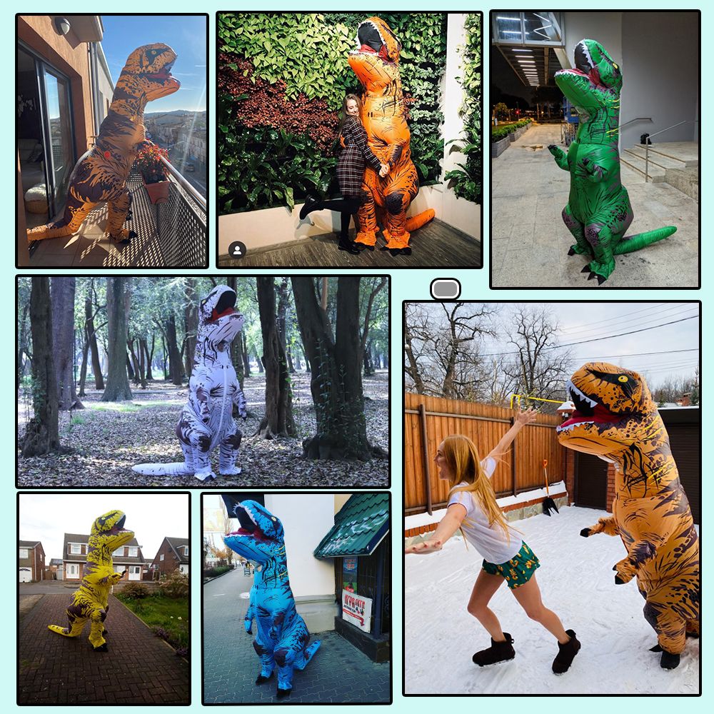 T-Rex Dinosaur Inflatable Costume Purim Halloween Party Cosplay Fancy Suits Mascot Cartoon Anime Dress for Adult