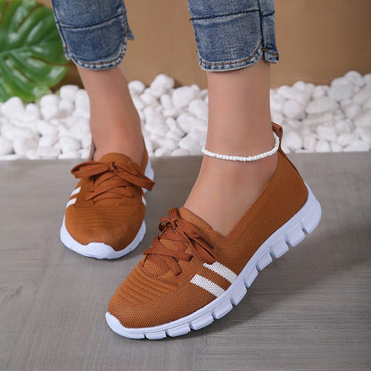 Fashion Striped Knitted Flats Women 2025 Summer Soft Sole Non Slip Walking Shoes Woman Plus Size 36-43 Low Heel Loafer Female