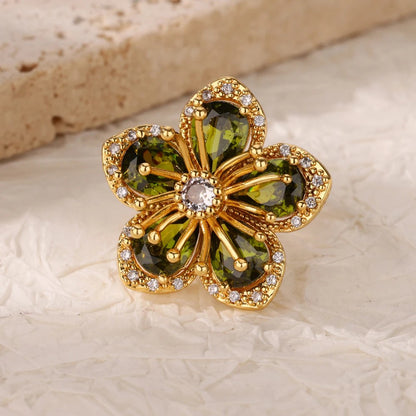 Anéis de Luxo em Aço Inoxidável Banhado a Ouro Pedra Colorida Zircônia Cristal Coração Anel Feminino Casamento Joias Boho Presente de Natal